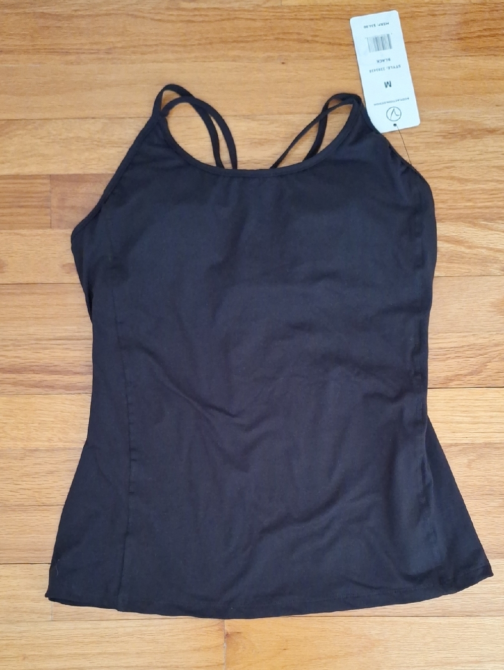 NWT Black Workout Tank Top Yoga Top Built In Bra Tank Top Criss Cross